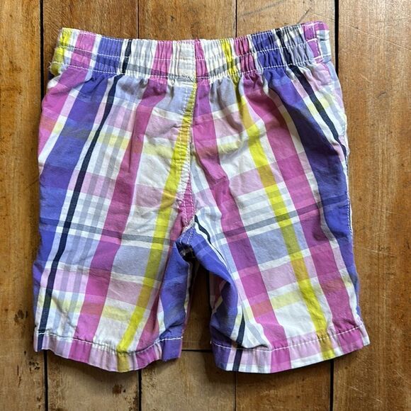 Carters shorts Bermuda 3T purple cotton plaid shorts gray spring summer - Picture 2 of 5